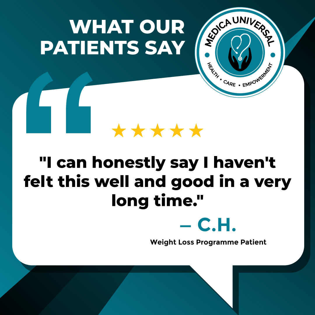 C.H. — "I can honestly say I haven't felt this well and good in a very long time." — Medica Universal patient testimonial